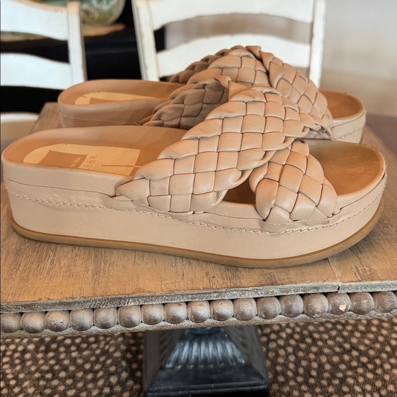 Dolce Vita Wrenly Women's tan / nude color Woven Slide Sandals - Picture 2 of 7